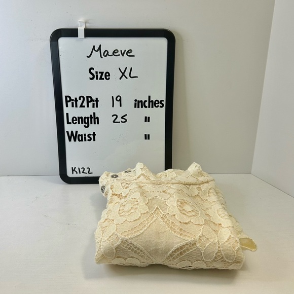 Maeve by Anthropologie Lace Mock Neck Metallic Button Accent Long Sleeve Top XL - Picture 16 of 16